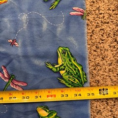 Vintage VIP Cranston Print Works Frog Dragonfly Cotton Fabric Blue Quilt 1 Yard