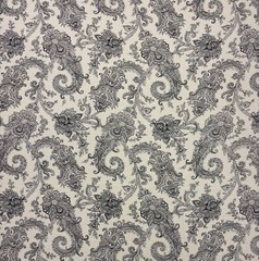 RALPH LAUREN DERWENT PAISLEY ECRU MEDALLION BLACK 100% LINEN FABRIC BY YARD 54″W