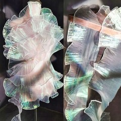 Lace Mermaid Organza Ruffled Transparent Iridescent For Dress Patchworks Sewing