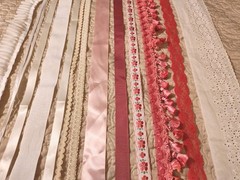 85+ Linens&Fabric Pieces Ribbon Trim Lace ForCrafts Slow Stitching Junk Journals