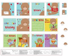 Studio e Fabrics ~ Count My Kisses 123 Bear ~ 100% Cotton Soft Fabric Book Panel