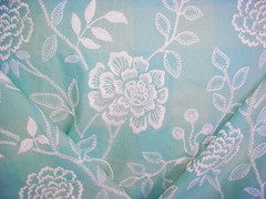 6-1/2Y Brunschwig Fils 8013112 Kinevine Embroidery Aqua Floral Upholstery Fabric
