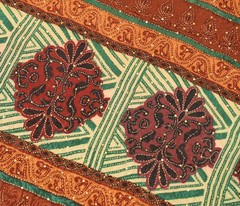 Sushila Vintage Multi-Color Scrap Saree Pure Cotton Silk Kantha Work Sari Fabric