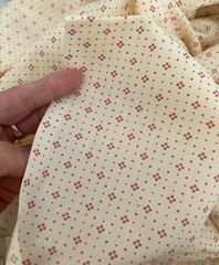 3.5Yd 44WX123L Vtg QUILT FABRIC Pink Mauve Cream Wht Tiny PIN DOT FLOWER Stripe