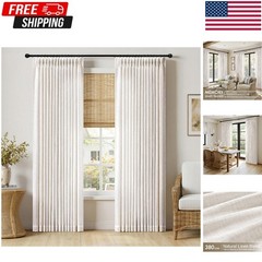 Pinch Pleated Linen 40 Inch Wide Curtains 96 Inches Long for Living Room, Mem…