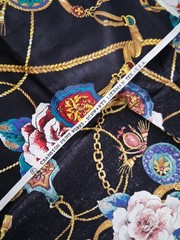 VINTAGE Black Gold Chain Baroque Floral Cranston Cotton Fabric 5 YDS 44″ Wide