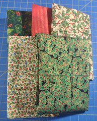 Cotton Quilt Fabric Lot of 5 Christmas Holiday Prints Holly/Gold tones 3+ yds