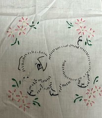 Hand Embroidered Panels 10 6″x8″ Chick Duck Cat Rabbit Dog Etc