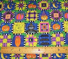 1 yard of South Sea Imports COLORFUL HALLOWEEN SQUARES on 100% Cotton Fabric