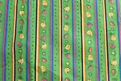 VTG Novelty Bright Fruit Stripes on Lime Green BTFQ