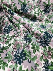 Fabric By The Yard Green Leaves Blush Mauve Floral Brocade Chenille Upholstery