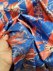 Damask Jacquard Brocade Royal Blue Red Gold Metallic Fabric Sold By The Yard