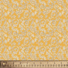 David Textiles – Yellow Floral Scroll 1 Yard Cut (36″x44″) 100% Cotton