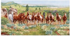 23″ Fabric Panel | Elizabeth’s Studio Wild & Free Horse Meadow Scene