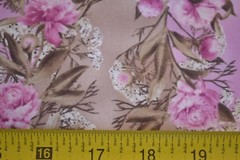 By 1/2 Yd, Pink Floral Stripes on Pink & Tan Quilting, RJR/Flourish/Beaves,M8755