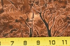 By 1/2 Yd, Brown & Metallic-Copper Trees on Marbled-Brown Cotton, Hoffman, V486