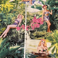 VINTAGE NWOT 4 Yards ROBERT KAUFMAN Cotton Floral Fabric Girls Bikinis Hawaiian