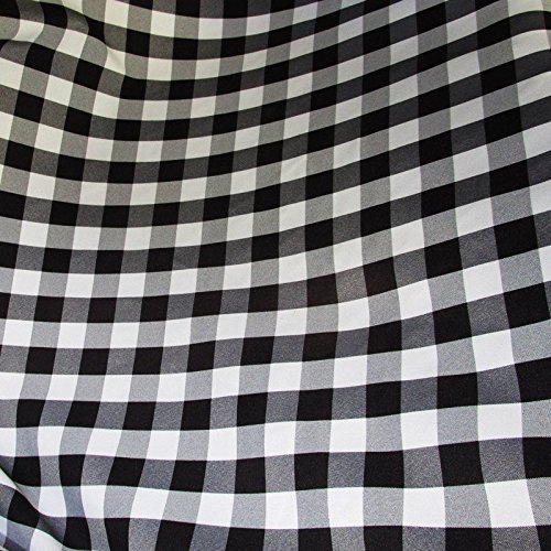 5 YARDS – BLACK/WHITE 60″ Wide Poly Poplin Checkered Gingham Fabric tablecloth