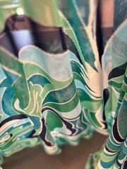 Sheer blue green white stretchy floral fabric by the yard deadstock from Mood