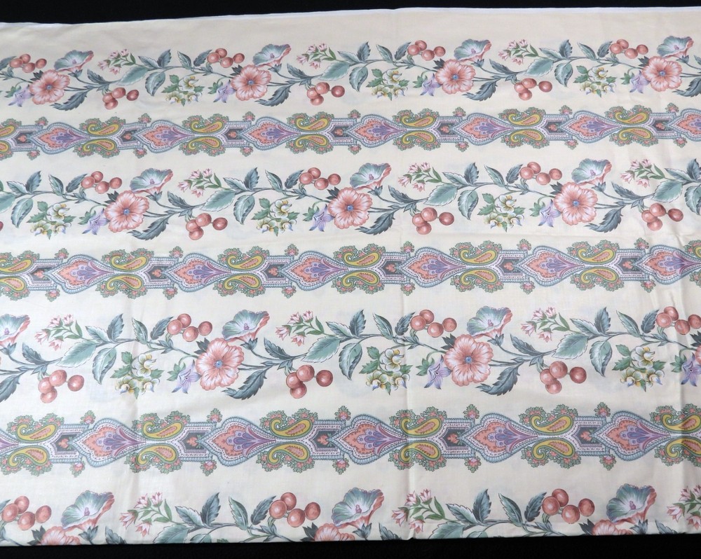 VIP Cranston Paisley Floral Stripe Bands Polished Cotton FABRIC 2 Yards 44″ wide