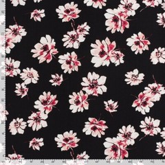 1M X 1.45M Viscose Nylon Crepe Flowers Black