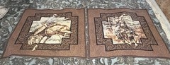 Rawhide western cowboys rodeo pillow panel fabric 2 Pieces