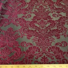 Magenta on Black Velveteen Devore Burnout w/ Victorian Flourish Pattern