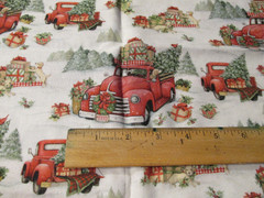 1 yard x 44″ Quilt Fabric Susan Winget Christmas TREE Delivery Puppy Red Truck