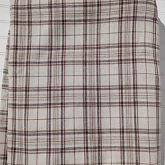 5.5 Yds MCM Mid Century Modern Plaid Linen Fabric Brown Tan Neutral Upholstery