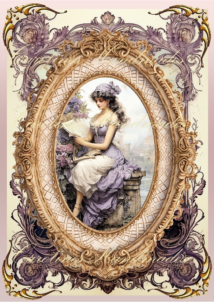 Victorian Gypsy Lady Designer Cotton Fabric Quilt Block Multi-size