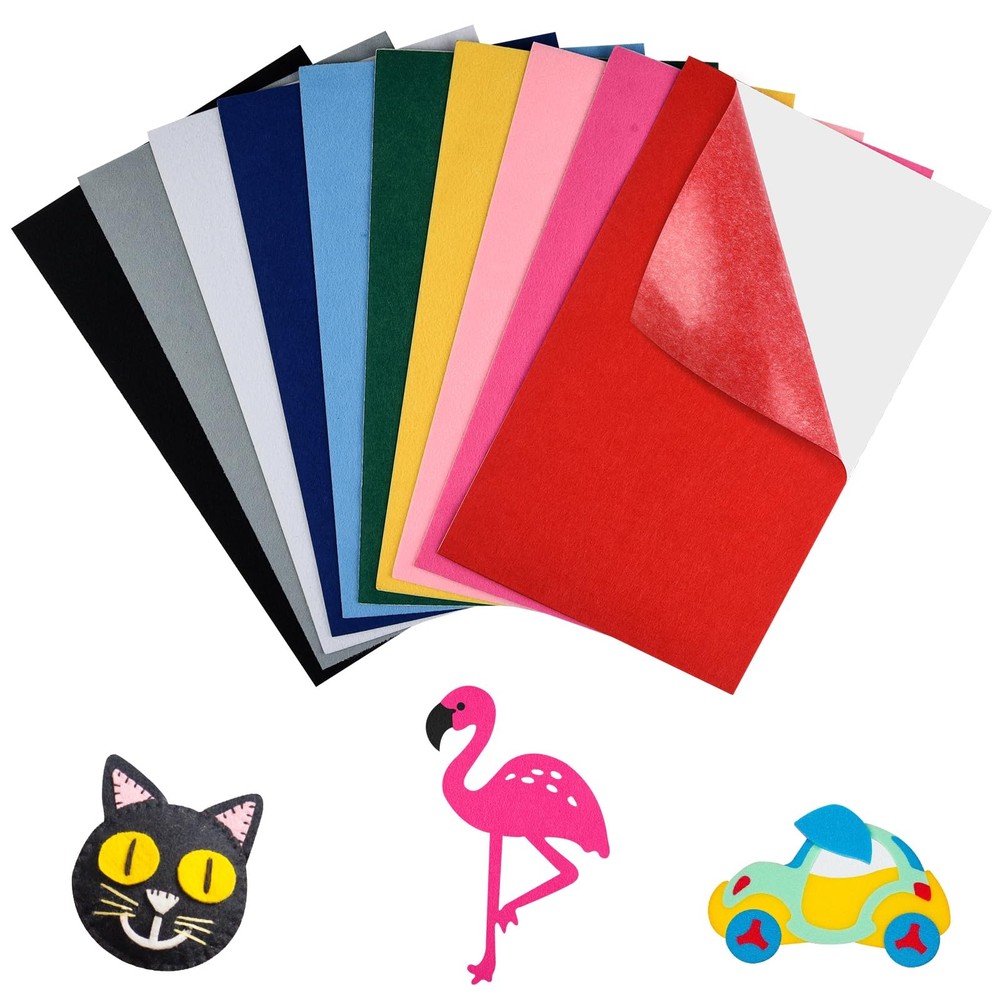 NACHLYNN 11Pcs Self Adhesive Felt Fabric Sheets 7″x11.5″ /18x29cm Sticky Back Fe