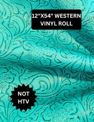 Turquoise Western faux leather vinyl 12″ x 54″ rolls sewing embroidery purses