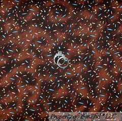 BonEful Fabric FQ Cotton Quilt Brown Rainbow Sprinkle ICE CREAM Birthday Dessert