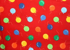 MULTICOLORED BALLOONS ON RED – 100% COTTON FABRIC