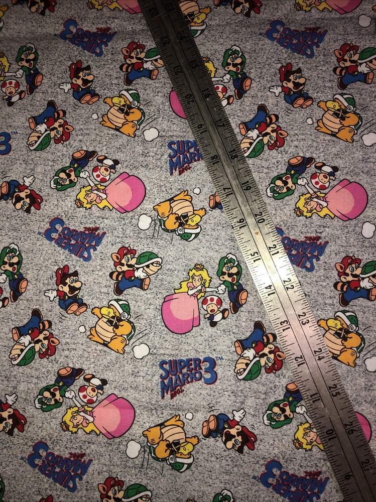 Super Mario Bros. 3 Cotton Fabric 1/2 Yard (18 By 44”) New