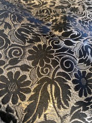 Black Metallic Bright Silver Brocade Fabric Hong Kong T Sun BT Half Y W8