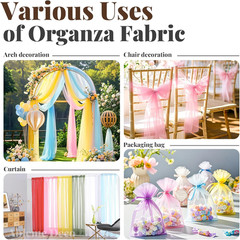 Organza Fabric by The Yard, 60 Inch Wide 10 Yards (30 ft) Extra Long Sheer Fabri