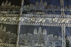 Thai Silk Blend Black Gold Fabric Tablecloth Fabric 37″x70″ Angkor Wat
