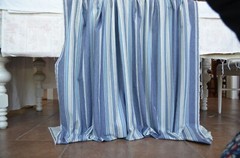 30 + Yards Avail VINTAGE WOVEN TICKING STRIPE, COTTON Medium Weight Blue