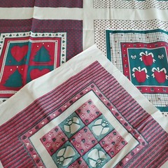 Christmas Cotton Fabric Cheater Quilt Square Blocks Pillow 43″W x 2½ Yds