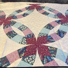 Cheater Quilt Fabric Wedding Ring 80s 90s VTG 84×44 Duvet Bedspread NEW Sewing