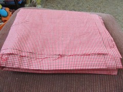 Homespun Fabric Woven Cotton Red/Beige Small Check Smoke Free Home