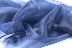 Blue Crystal Organza Fabric by the Yard, Sheer Shimmer Organza for Dresses