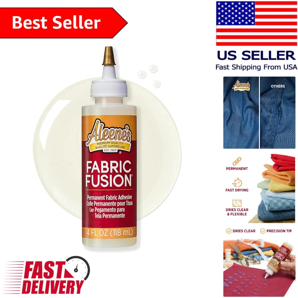 Aleene’s Fabric Fusion Glue 4 oz – No-Sew, Permanent & Washable Fabric Adhesive