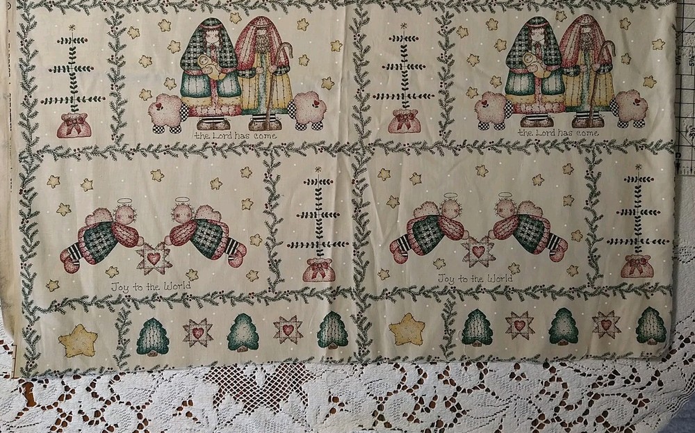 REMNANT Peace Creek Collection Quilt Fabric Primitive Angels Nativity 12″x23″
