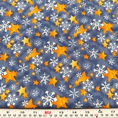 Christmas Snowflakes & Stars on Blue Jo-Ann Cotton Fabric Remnant 23″ x 43″