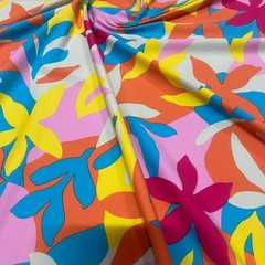 Pastel Colored Flowers Print Stretch Fabric Swimsuit Spandex 60″ wide By Yard
