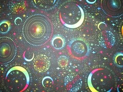 Planets Ringed Moon Stars Bright Colors Cotton Fabric FQ