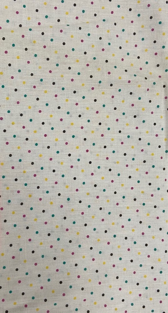 NEW Cotton Fabric 44 x 66 inches 1.83 yards White Polka Dot Yellow Blue Green