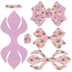 Baby Yoda Double Sided Printed Faux Leather DIY Hair Bow Kit
